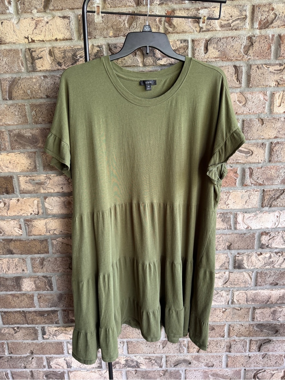 J.Crew Re-Imagined Olive Green Tiered Cotton Dress Size 3X Plus Size